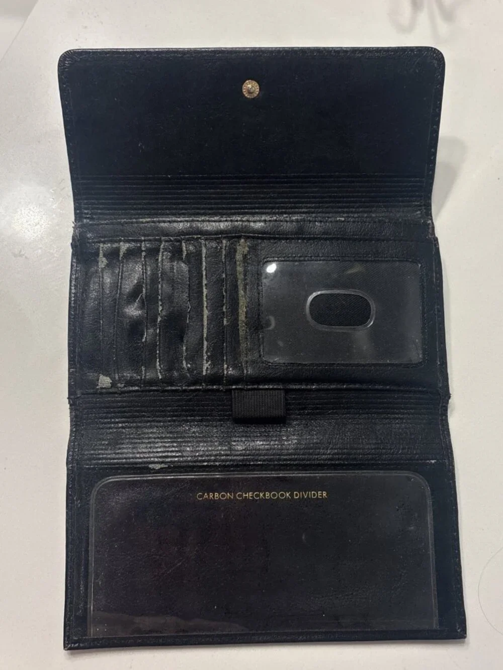 Fossil Black Genuine Leather Woman's Trifold Wallet With Outer Pocket